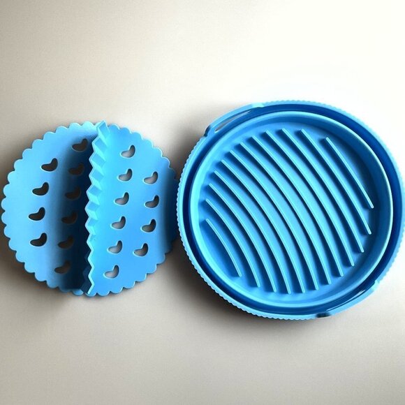 AIR FRYER SILICONE LINER BASKET WITH DIVIDER NEW - Picture 5 of 7